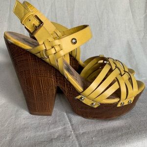 G by Guess Yellow Braided Platform Sandal - Sz 9.5